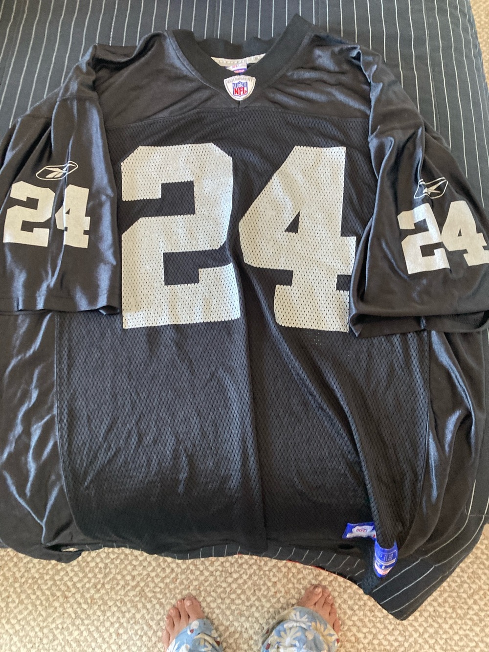 Reebok Black Men's Football Jersey with Silver 24